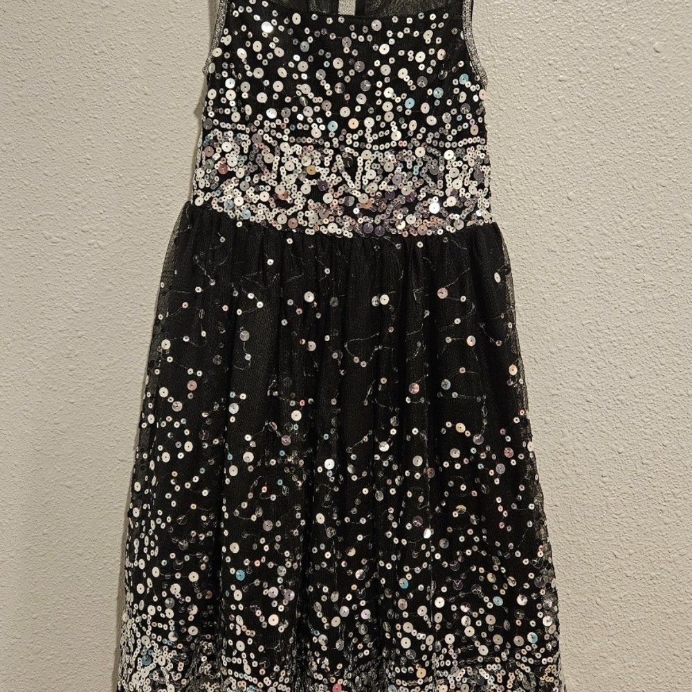 Sparkling Black Sequin Kids Dress